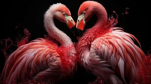 Foto foto renderizzata in 3d dell'uccello flamingo nell'arte acquatica