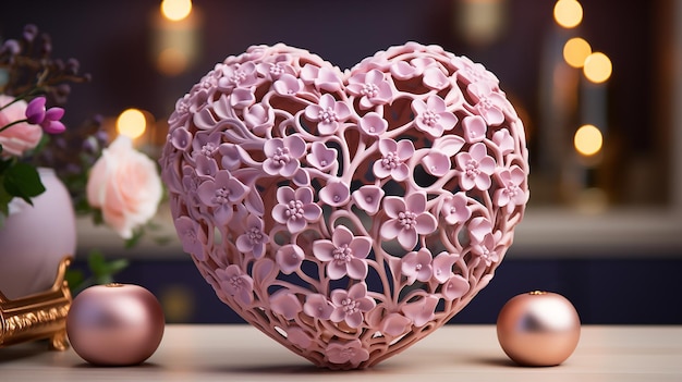 심장 디자인의 3D 렌더링 사진