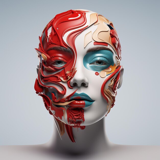 3d rendered photo of human face with makeup