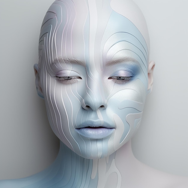 3d rendered photo of human face with makeup