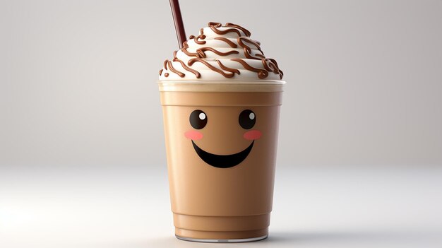 3d rendered photo of icecream shake character design