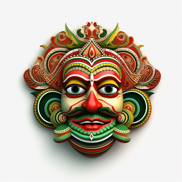 3D rendered photo illustration of beautiful Kathakali face