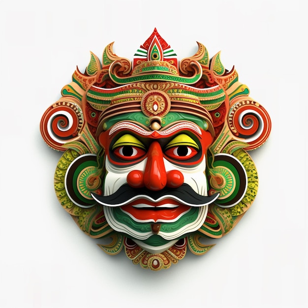 Photo 3d rendered photo illustration of beautiful kathakali face