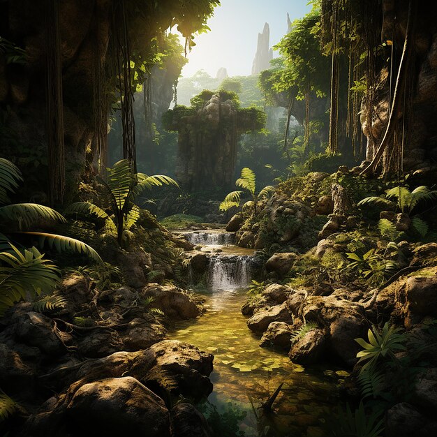 Photo 3d rendered photo of jungle