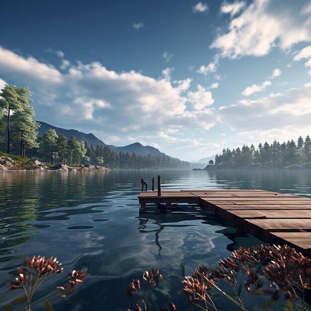 3d rendered photo of lake view