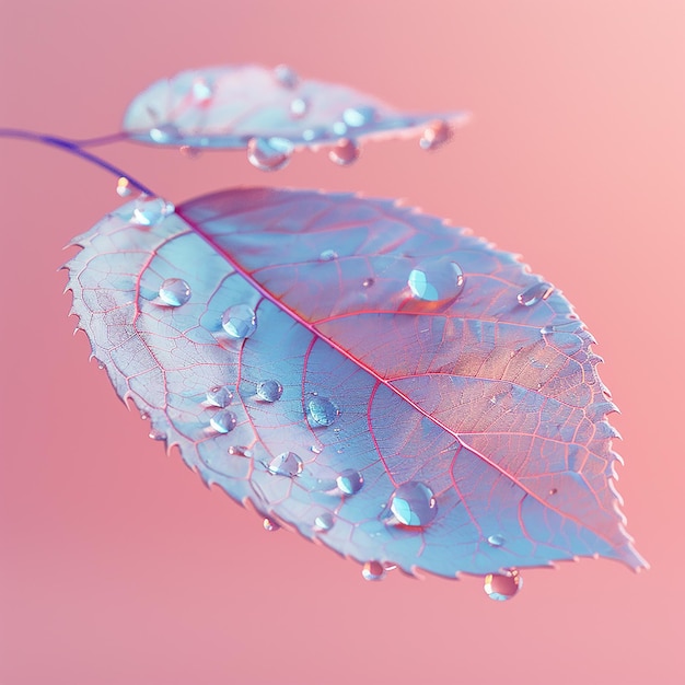 3d rendered photo of leave with gustation drops