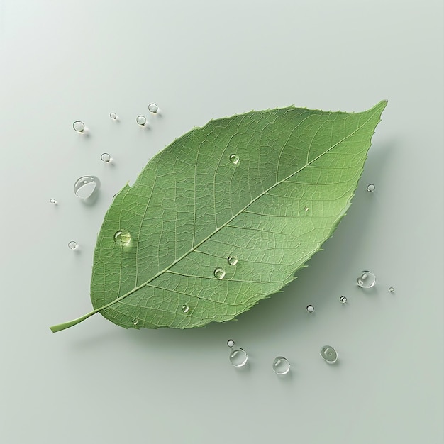 Photo 3d rendered photo of leave with gustation drops