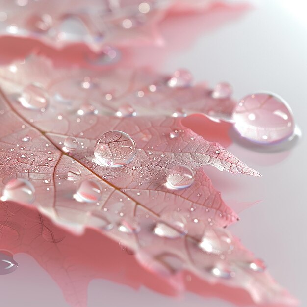 3d rendered photo of leave with gustation drops