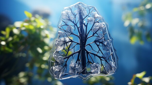 Photo 3d rendered photo of lungs tree