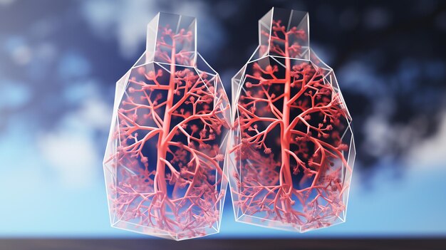 Photo 3d rendered photo of lungs tree