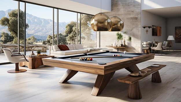 Photo 3d rendered photo of luxurious billiard room