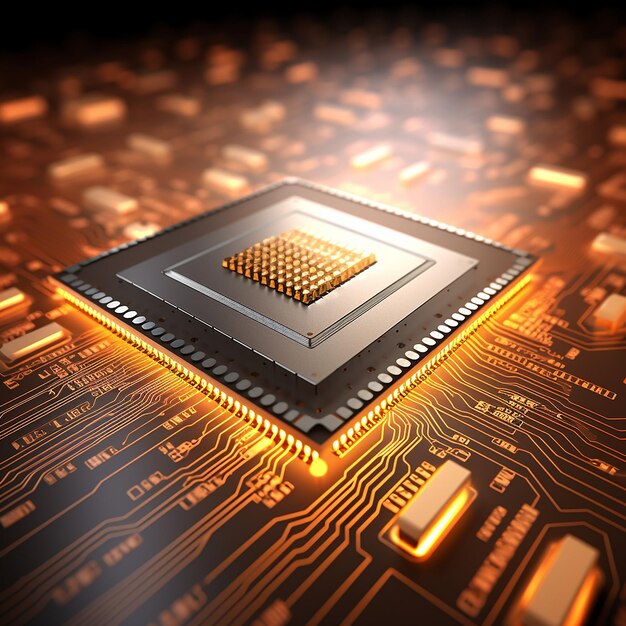 3d rendered photo of microchip