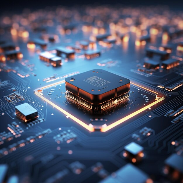 3d rendered photo of microchip