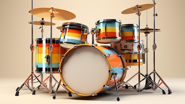 3d rendered photo of musical drum set