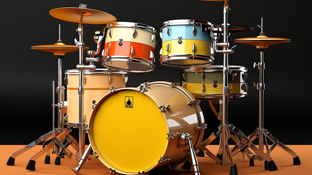 3d rendered photo of musical drum set