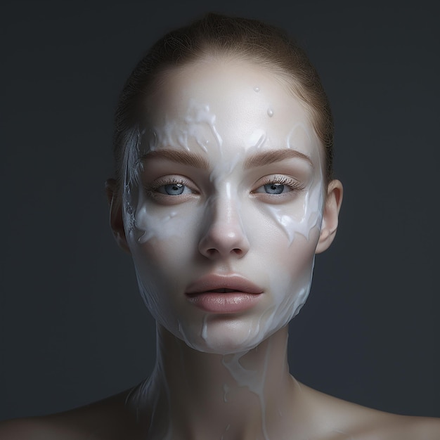 Фото 3d-рендеринг фотографии человеческого лица с макияжем