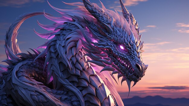 3d rendered photo of purple dragon