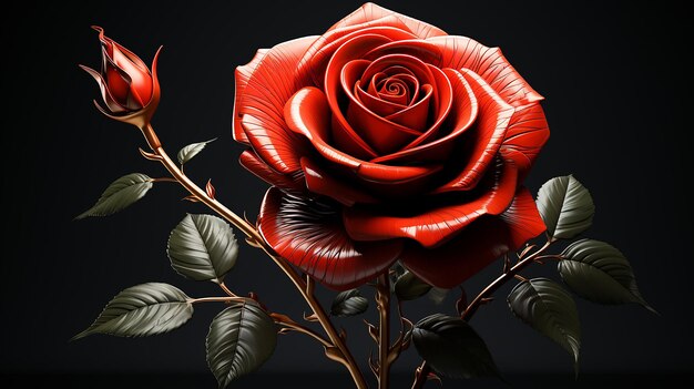 3d rendered photo of red rose