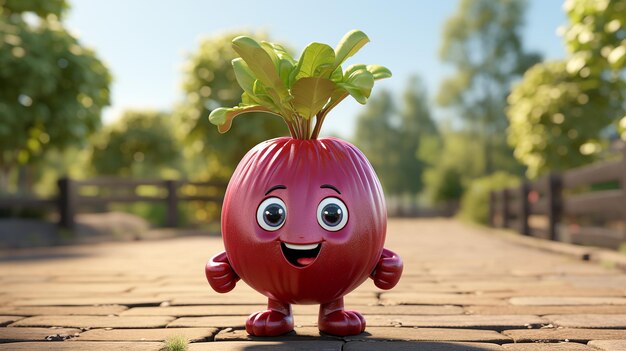 Photo 3d rendered photo of vegetables and fruit character design