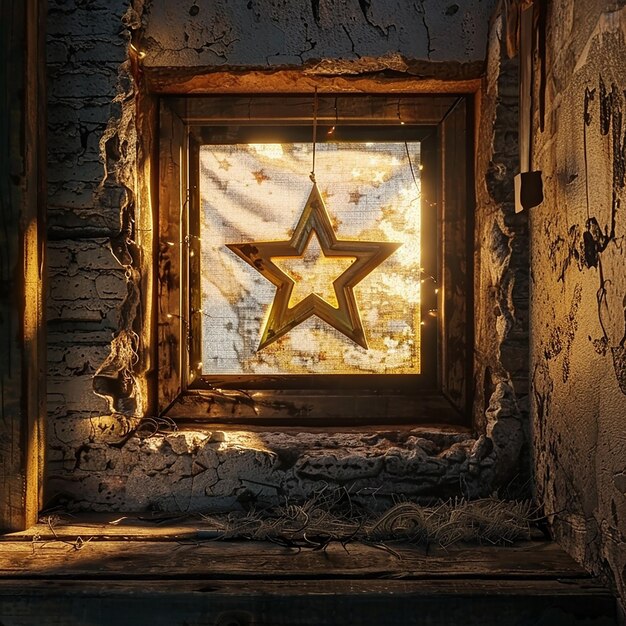 Photo 3d rendered photo of a window that has the word star on it