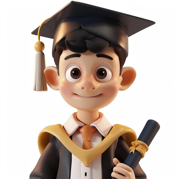 3D rendered photos of 3D illustration of student wearing school uniform cartoon illustration