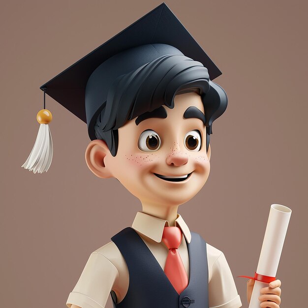 3D rendered photos of 3D illustration of student wearing school uniform cartoon illustration