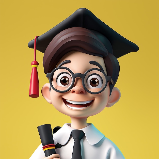 3D rendered photos of 3D illustration of student wearing school uniform cartoon illustration