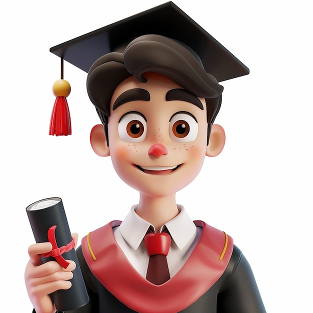 Photo 3d rendered photos of 3d illustration of student wearing school uniform cartoon illustration