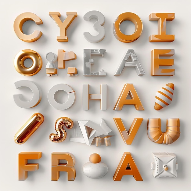 3d rendered photos of alphabets