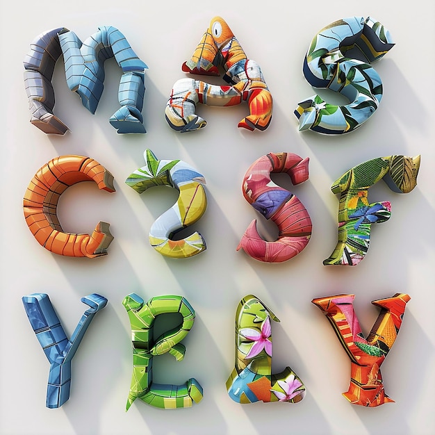 3d rendered photos of alphabets