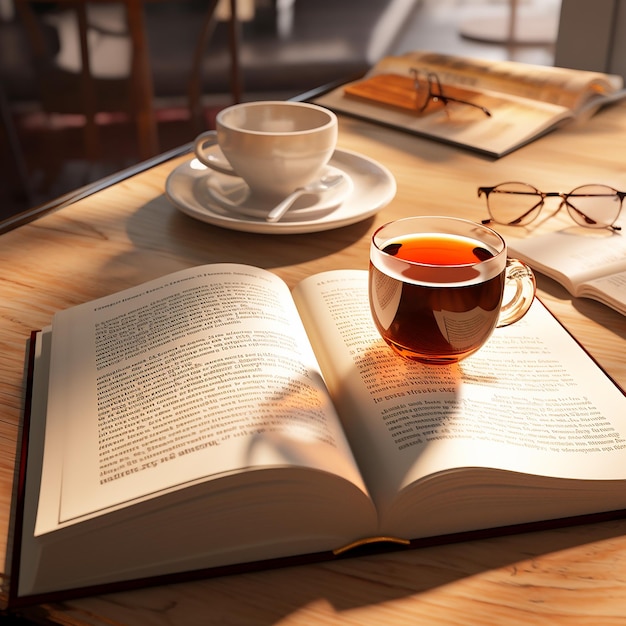 3D-фотографии книги и кофе.