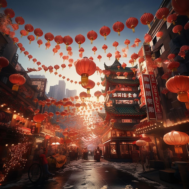 3D-фотографии празднования китайского Нового года