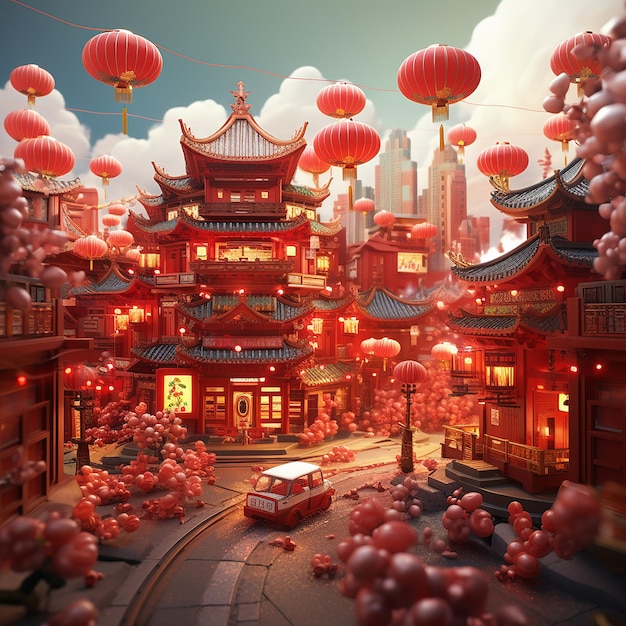 3d rendered photos of Chinese new year celebration