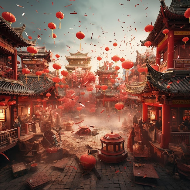 3d rendered photos of chinese new year celebration