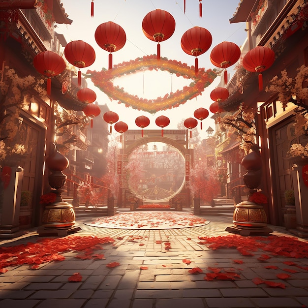 3d rendered photos of chinese new year celebrations