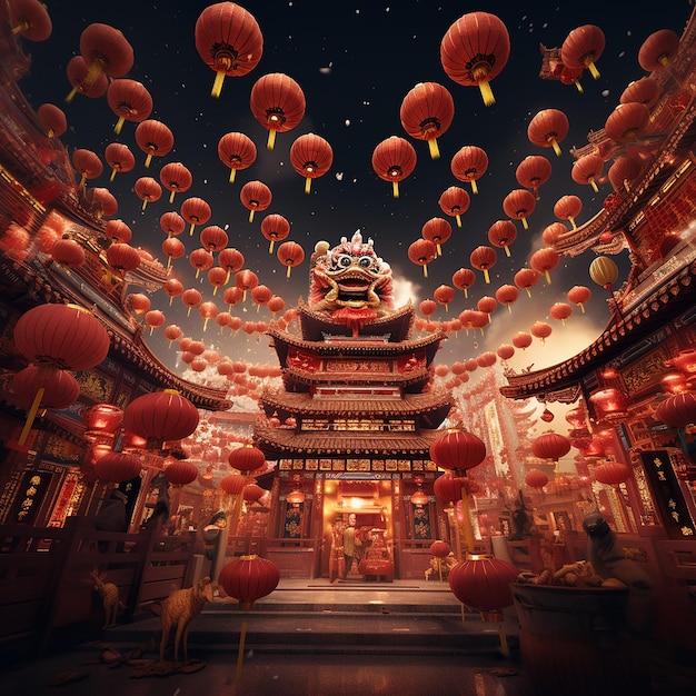 3d rendered photos of chinese new year celebrations
