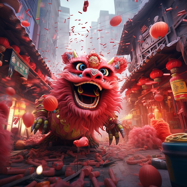 3d rendered photos of chinese new year celebrations