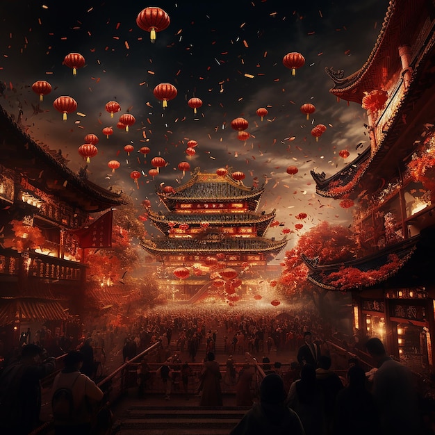 Photo 3d rendered photos of chinese new year celebrations