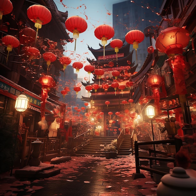 3D 렌더링 된 중국 신년 사진
