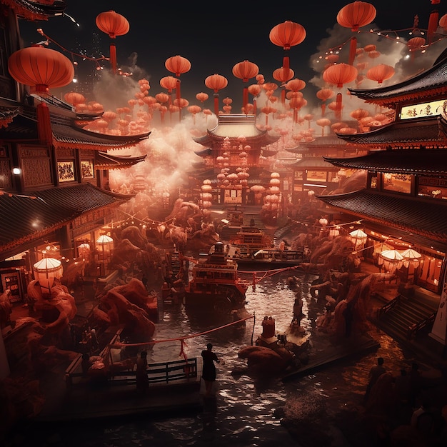 3d rendered photos of chinese new year