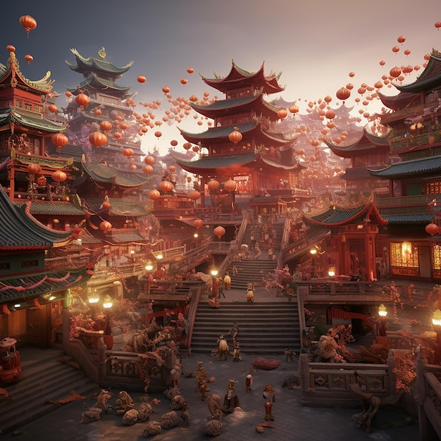 3d rendered photos of chinese new year