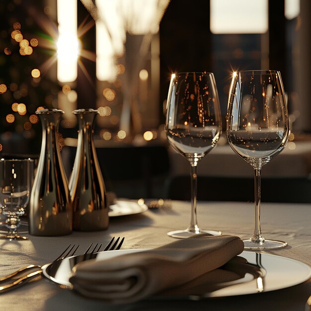 3d rendered photos of cutlery set on table luxury restaurant