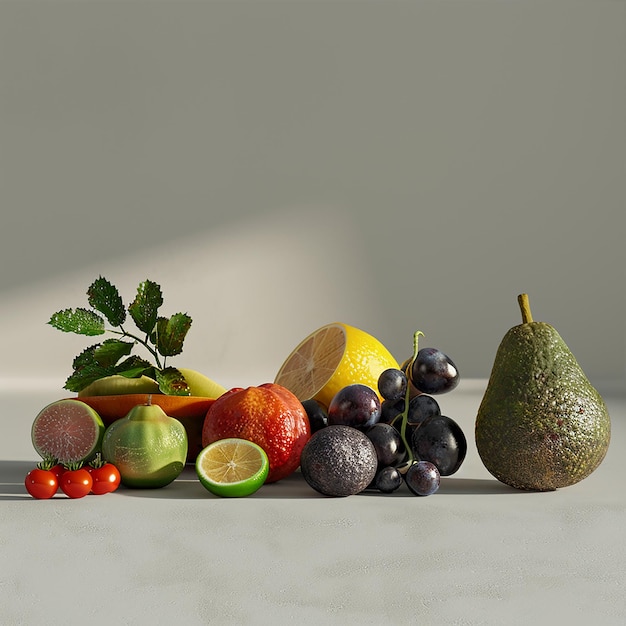 3d rendered photos of different fruits Nikon D850 105mm f 18 cinematic