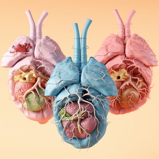 3d rendered photos of different organs of human