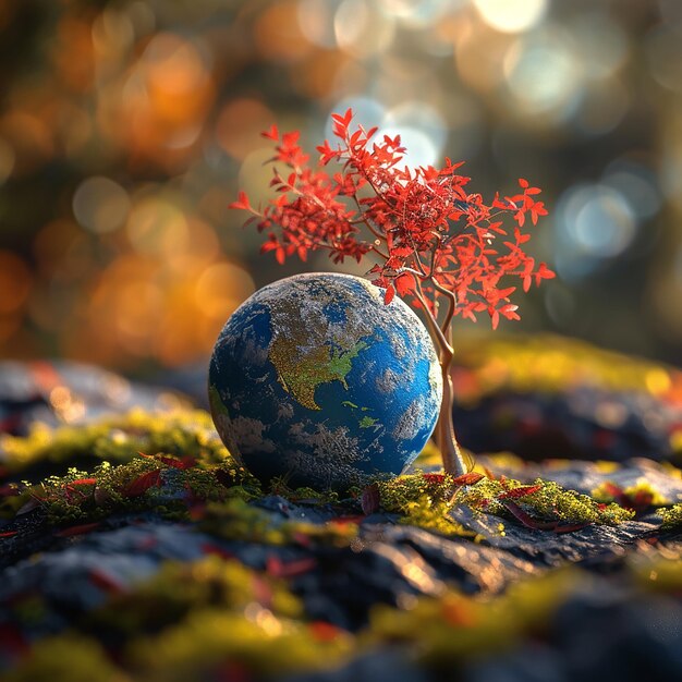 Foto foto renderizzate 3d della terra diversi colori della natura vita sulla terra sfondo naturale foto 8k