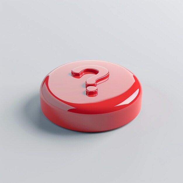 3d rendered photos of fa Website button icon question mark on button with solid background