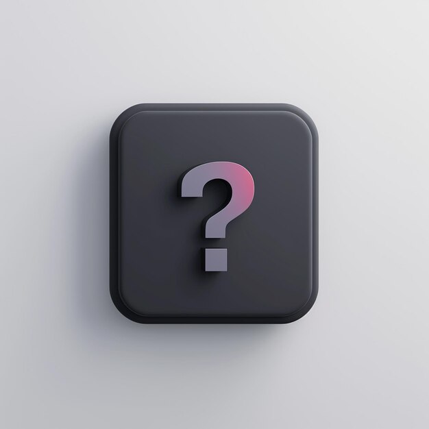 3d rendered photos of fa Website button icon question mark on button with solid background