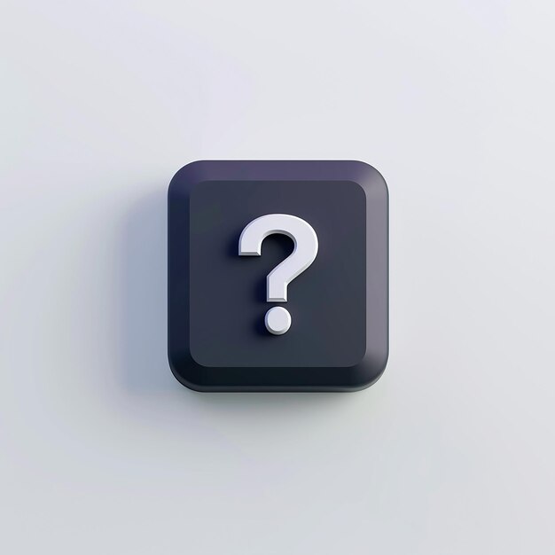 3d rendered photos of fa Website button icon question mark on button with solid background