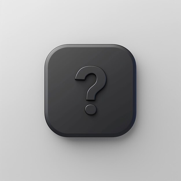 3d rendered photos of fa Website button icon question mark on button with solid background