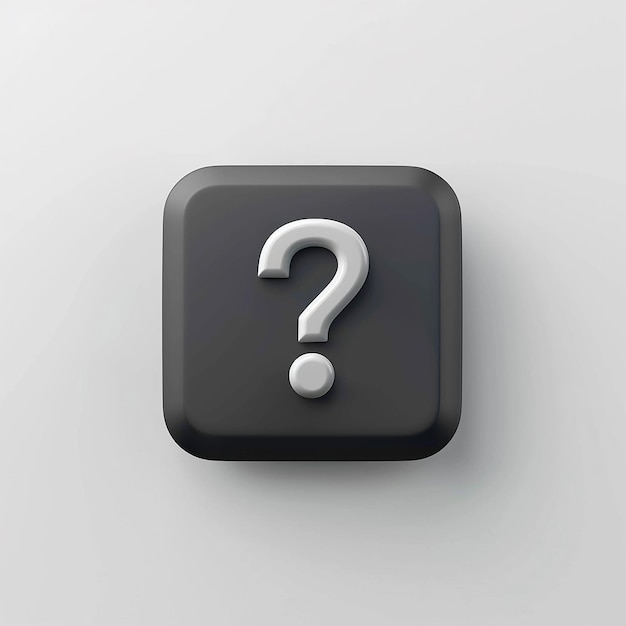 3d rendered photos of fa Website button icon question mark on button with solid background